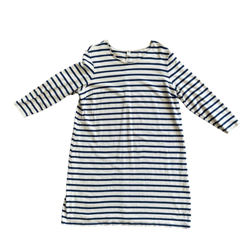 Old Navy White/Blue Striped Breton Dress, 100% Cotton
